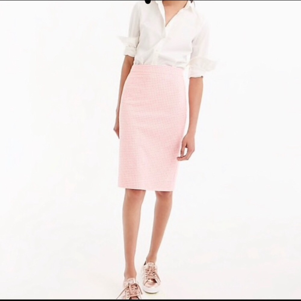 J. Crew No2 Pencil Skirt in Pink Gingham